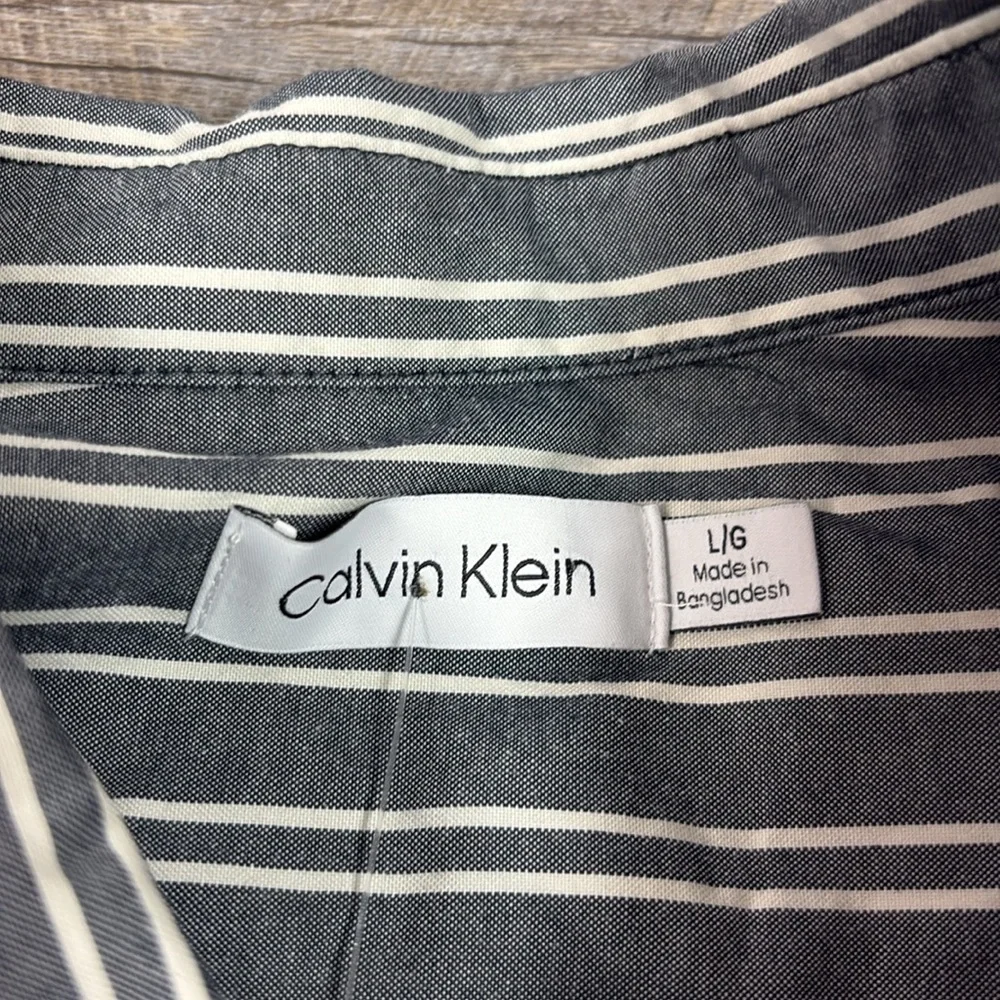 NEW Calvin Klein Men’s Easy Relaxed Fit Casual Long Sleeve Shirt -Dark Sapphire - Picture 4 of 10